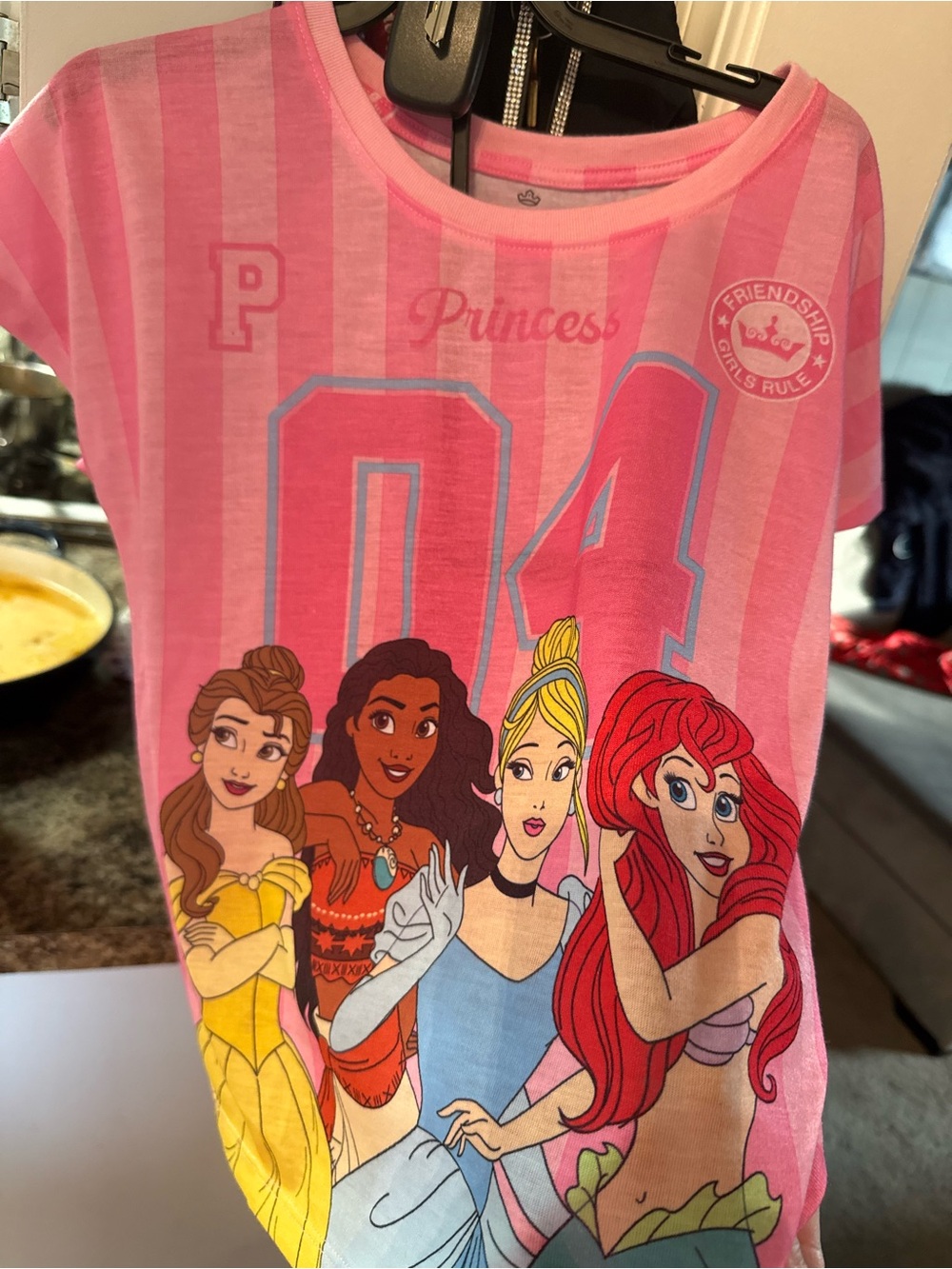 Disney Girls Pink Princess '04' Graphic Pajama Top